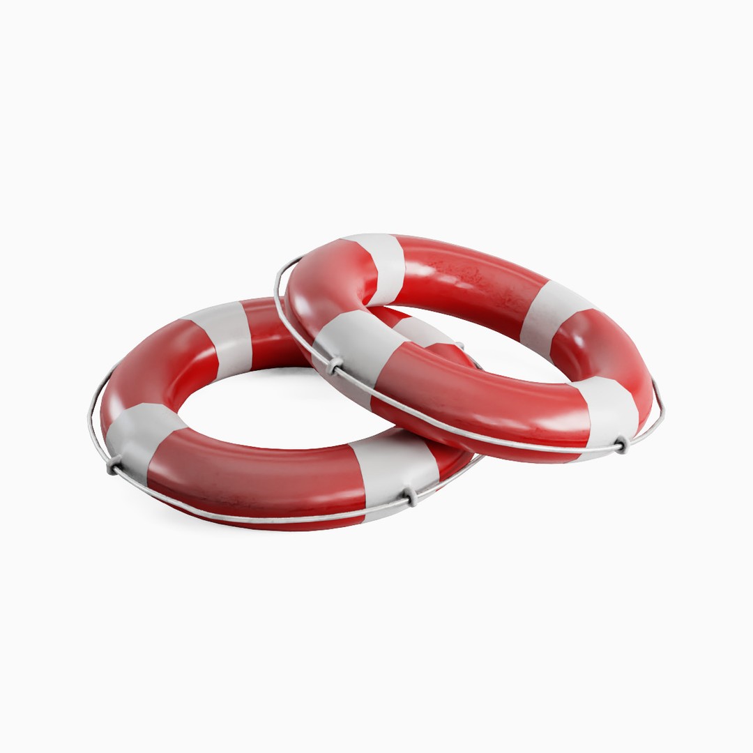 Lifebuoy 3D Model – Low Poly Game Asset, PBR Textures, FBX - View 13