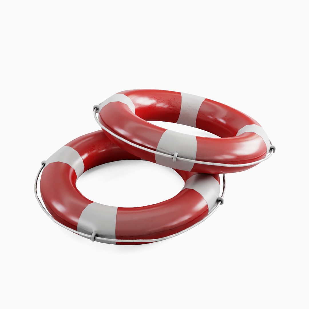 Lifebuoy 3D Model – Low Poly Game Asset, PBR Textures, FBX - View 14