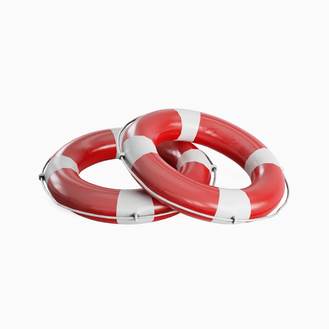 Lifebuoy 3D Model – Low Poly Game Asset, PBR Textures, FBX - View 15