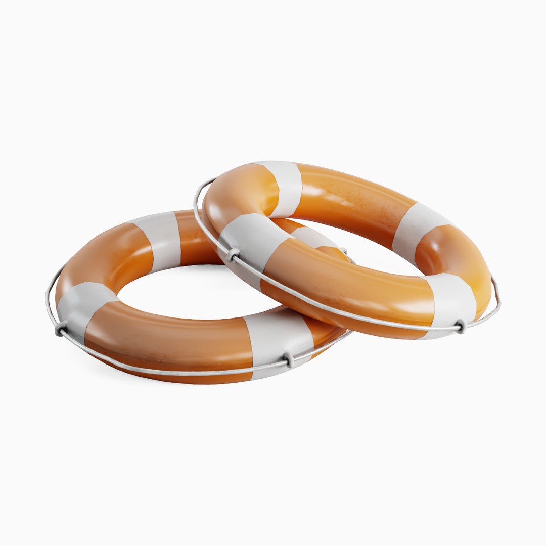 Lifebuoy 3D Model – Low Poly Game Asset, PBR Textures, FBX - View 4