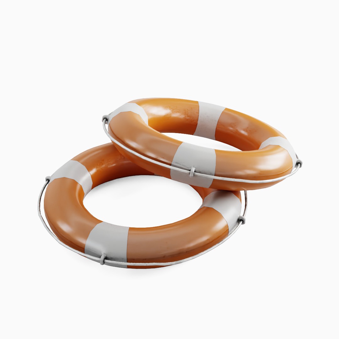 Lifebuoy 3D Model – Low Poly Game Asset, PBR Textures, FBX - View 8