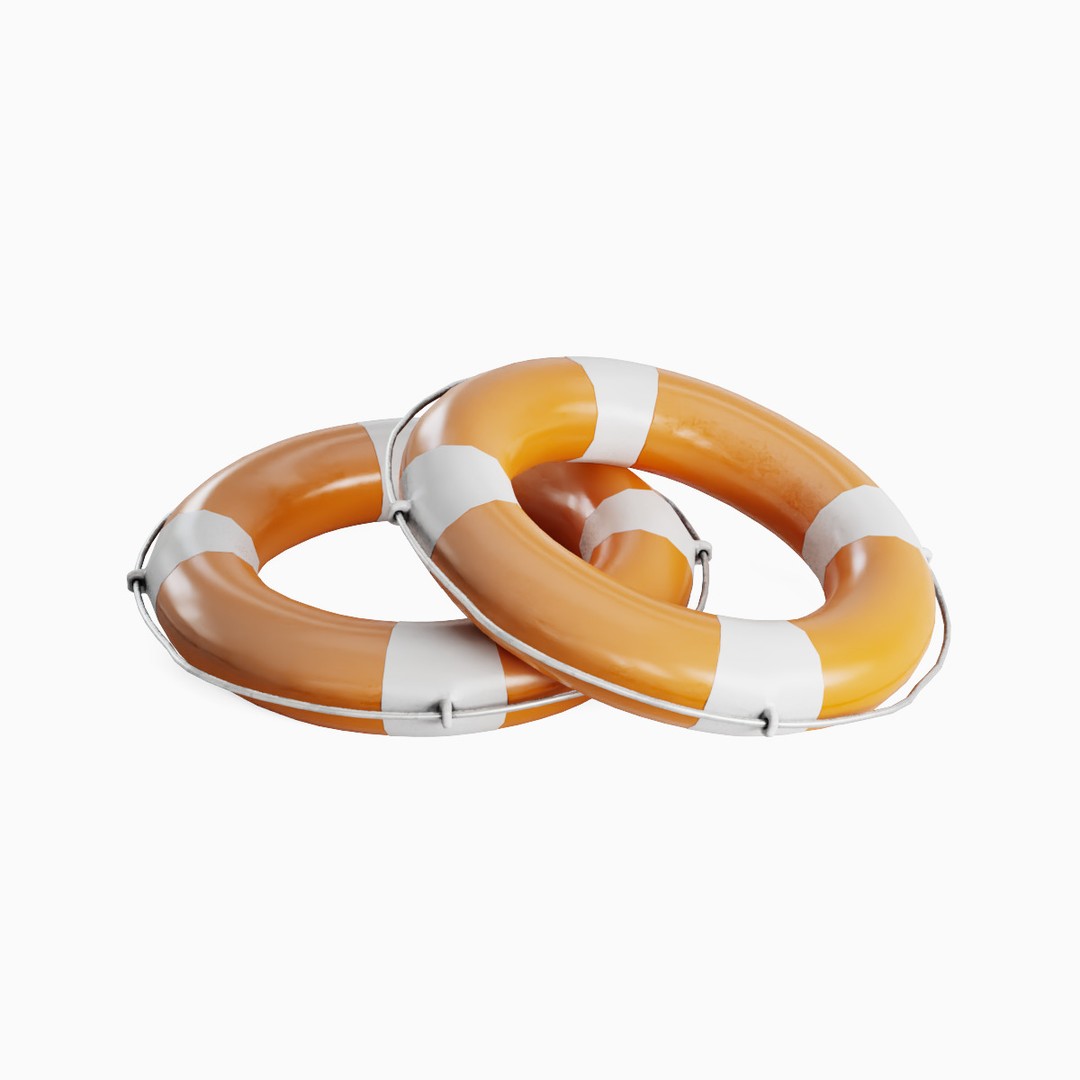Lifebuoy 3D Model – Low Poly Game Asset, PBR Textures, FBX - View 9