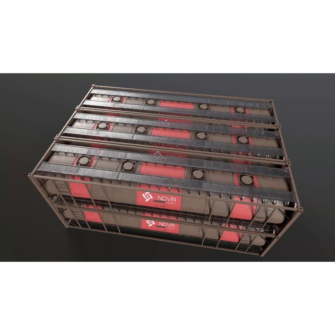 Tank Container 3D Model – Low Poly Industrial Asset, FBX, PBR - View 10