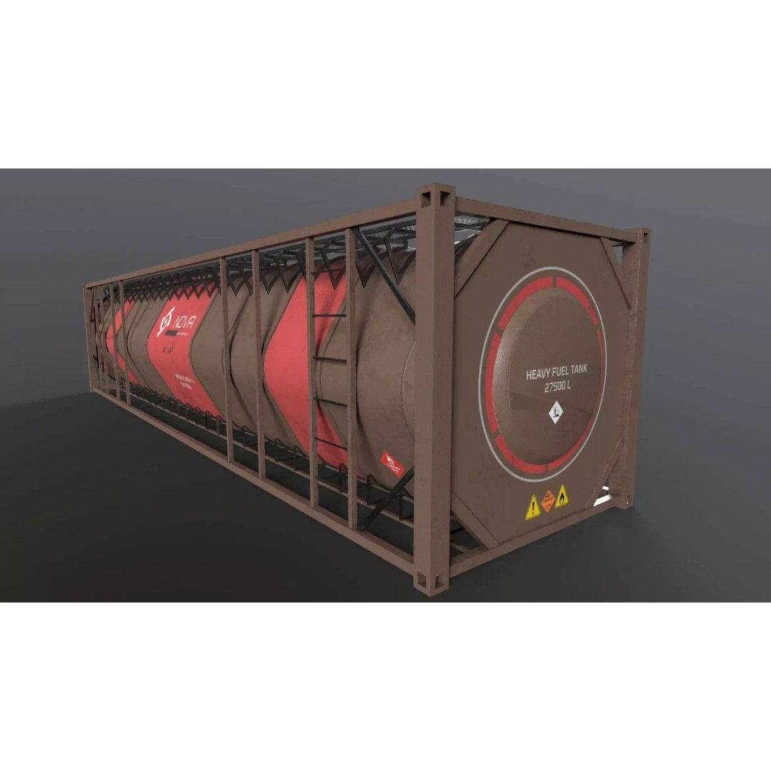 Tank Container 3D Model – Low Poly Industrial Asset, FBX, PBR - View 3