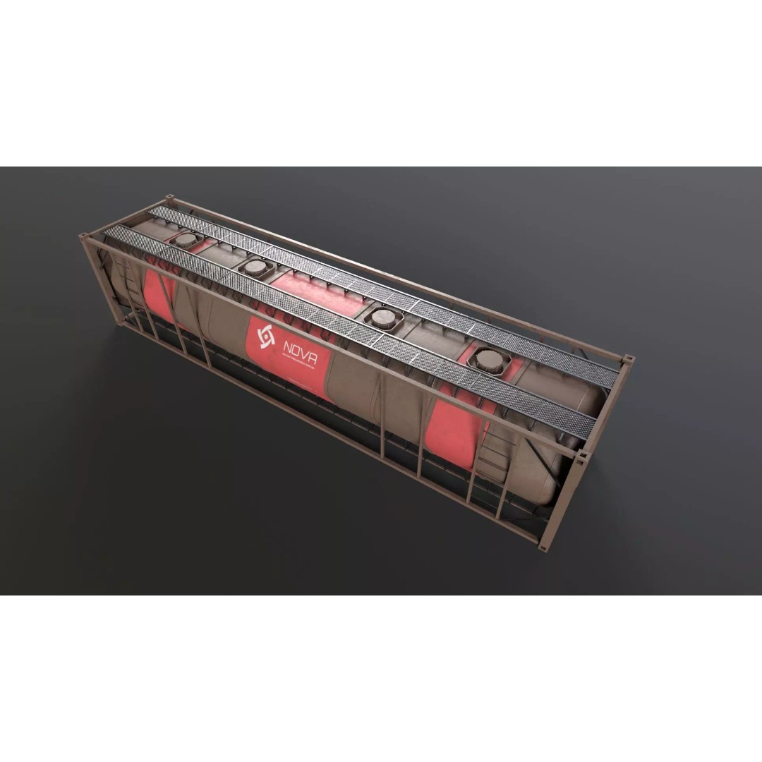 Tank Container 3D Model – Low Poly Industrial Asset, FBX, PBR - View 4
