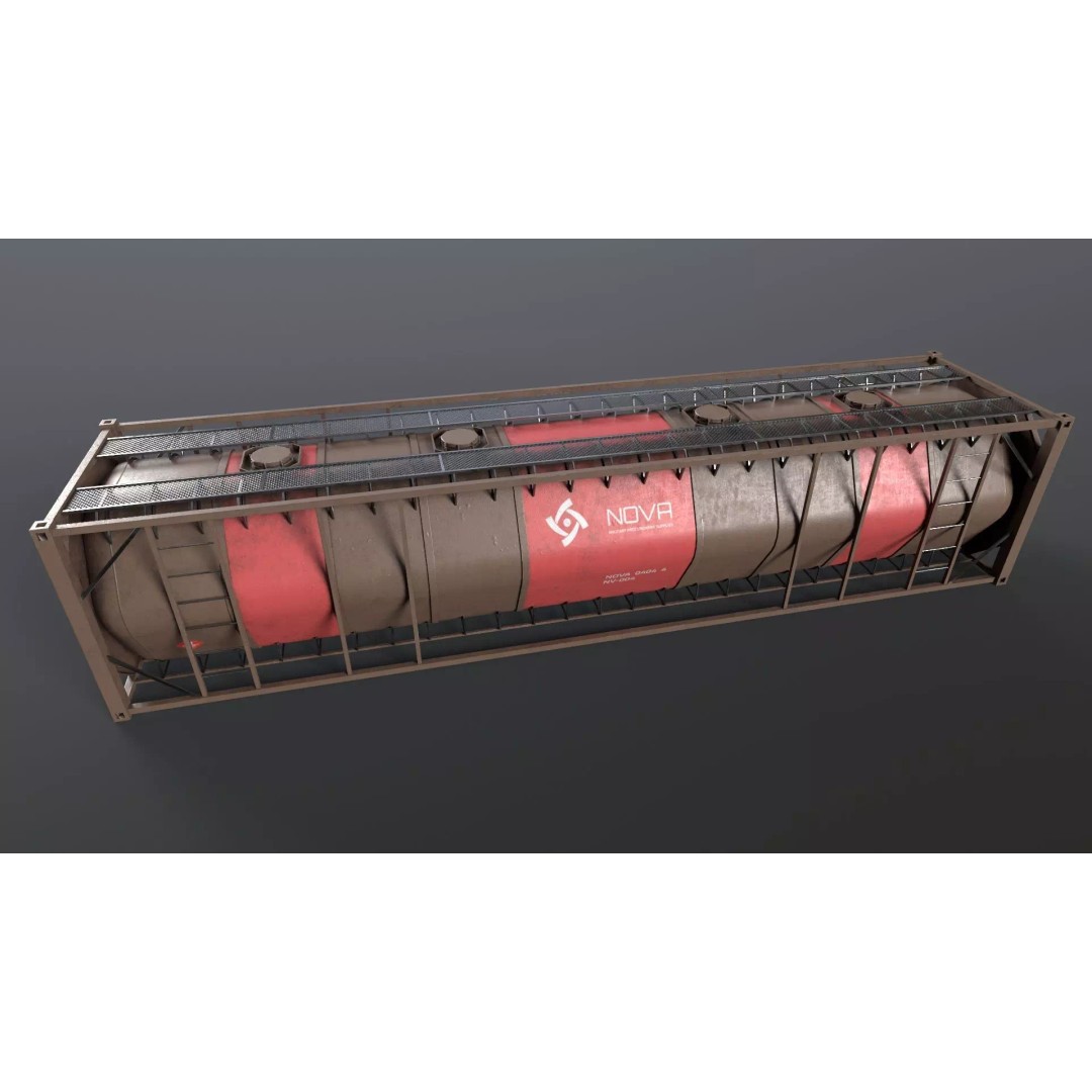 Tank Container 3D Model – Low Poly Industrial Asset, FBX, PBR - View 5