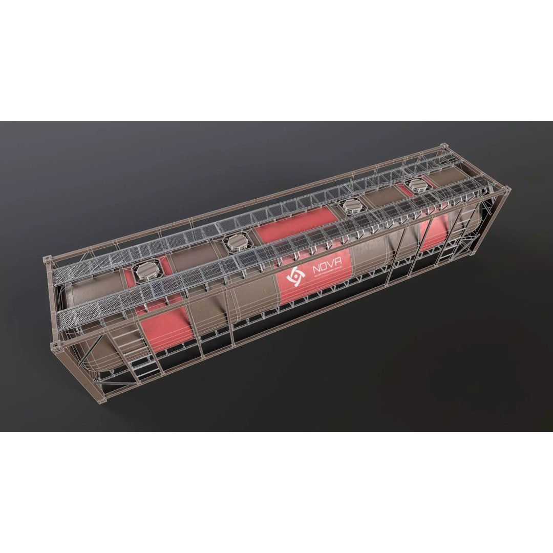Tank Container 3D Model – Low Poly Industrial Asset, FBX, PBR - View 7