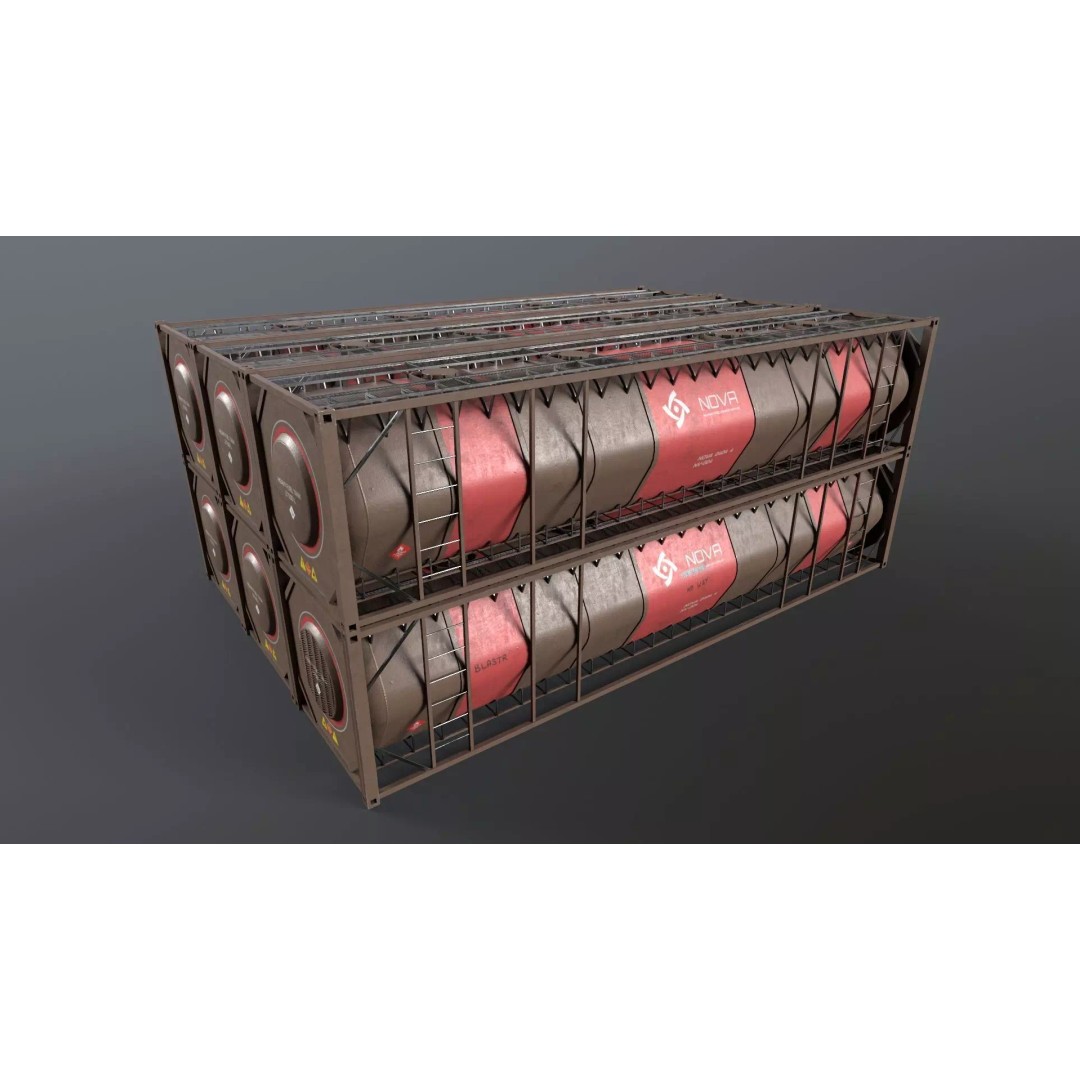 Tank Container 3D Model – Low Poly Industrial Asset, FBX, PBR - View 8
