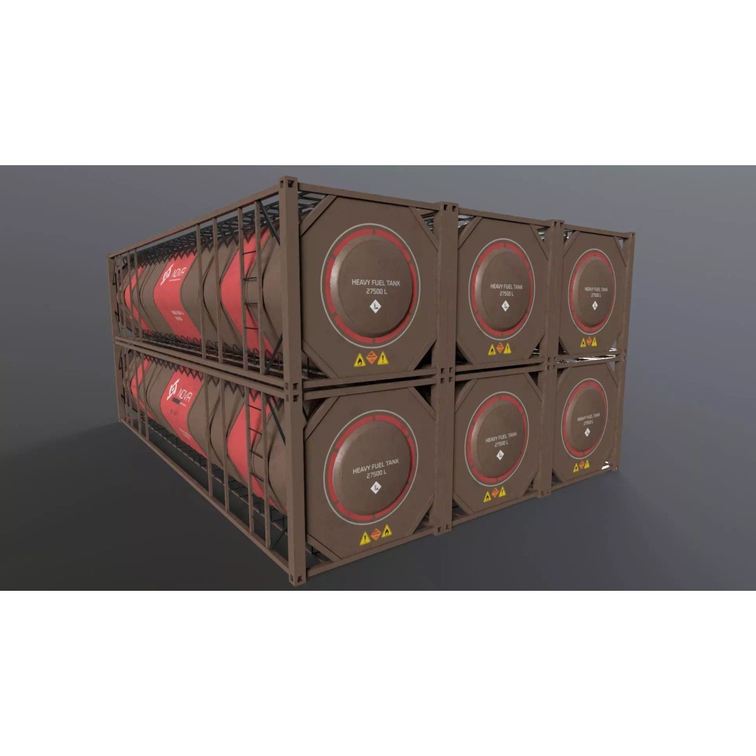 Tank Container 3D Model – Low Poly Industrial Asset, FBX, PBR - View 9