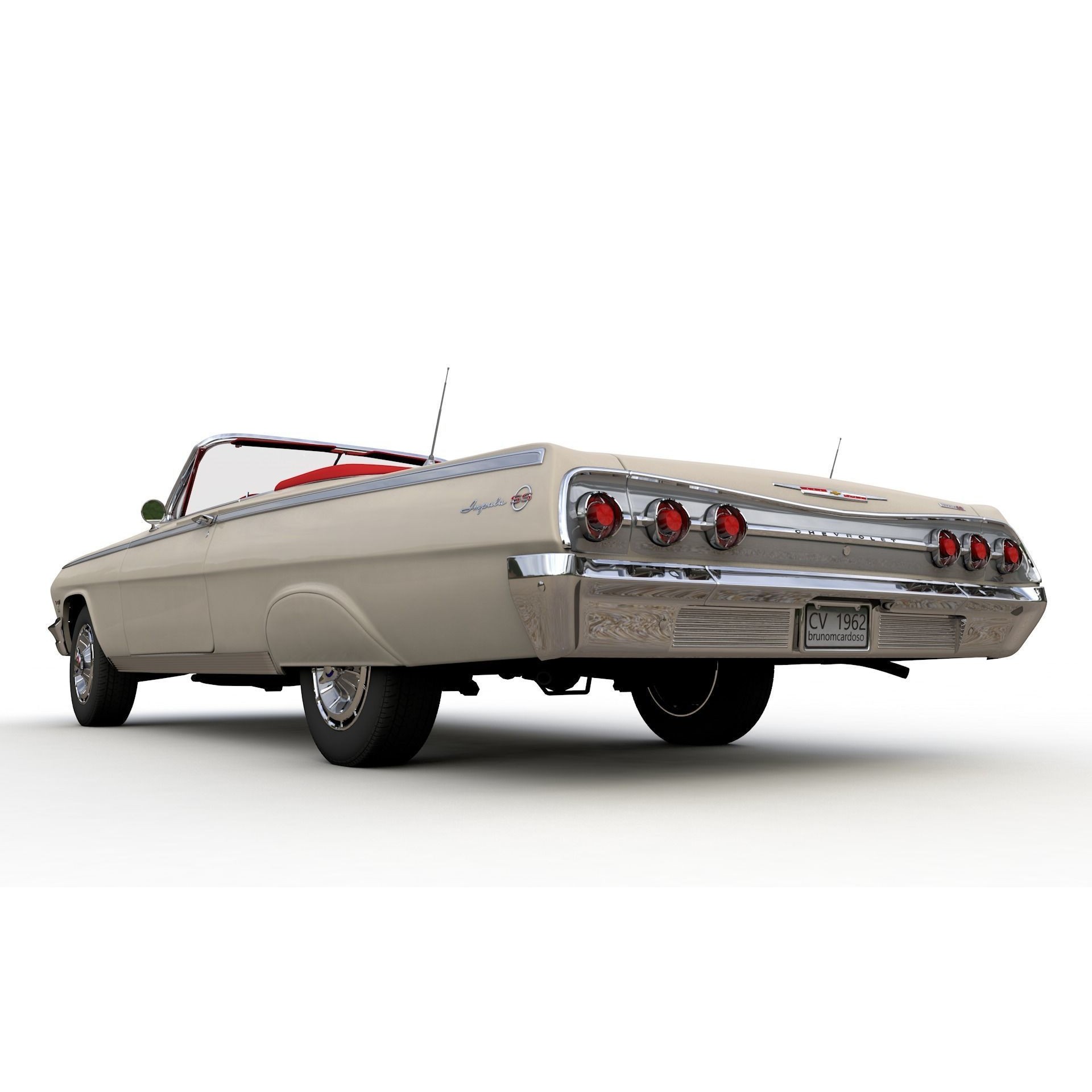 Chevy Impala SS Convertible 1962 - High Detailed 3D Model - View 14