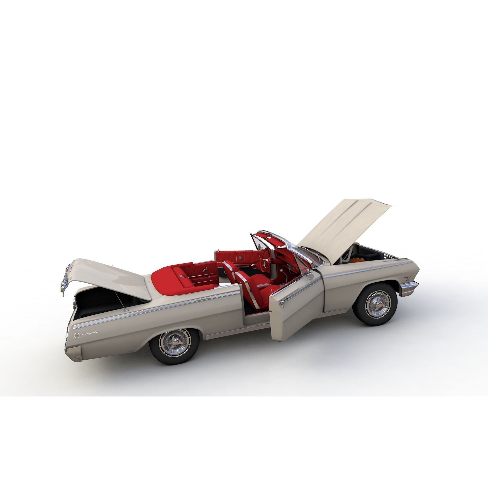 Chevy Impala SS Convertible 1962 - High Detailed 3D Model - View 16