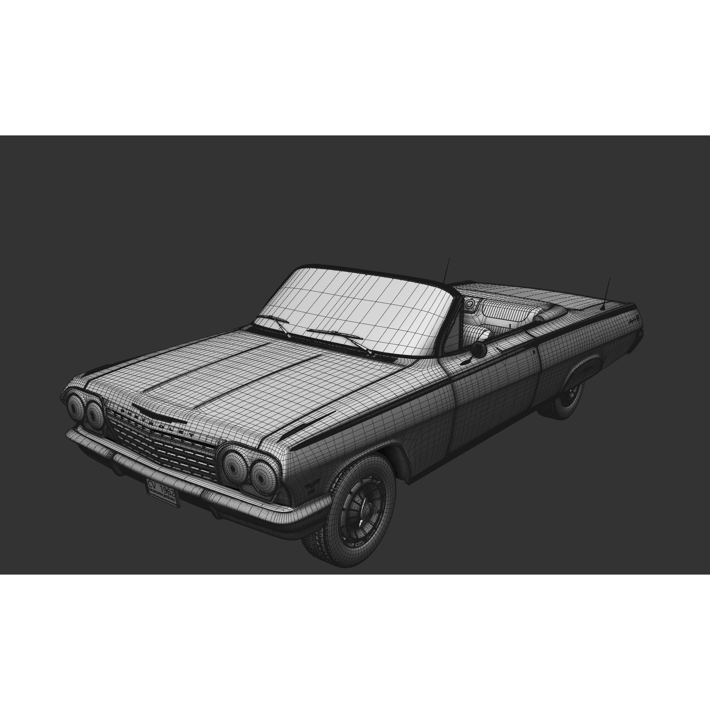 Chevy Impala SS Convertible 1962 - High Detailed 3D Model - View 25