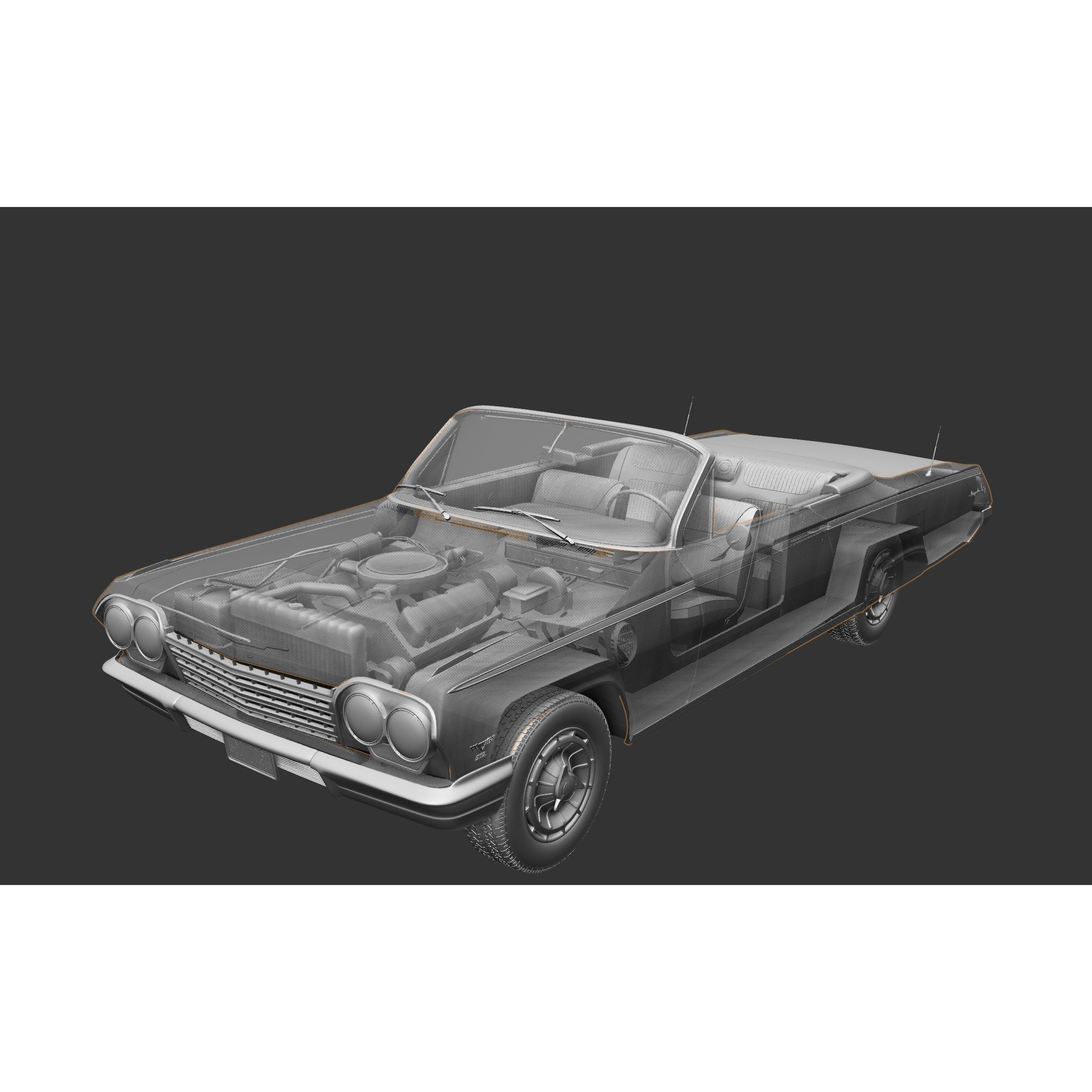 Chevy Impala SS Convertible 1962 - High Detailed 3D Model - View 26