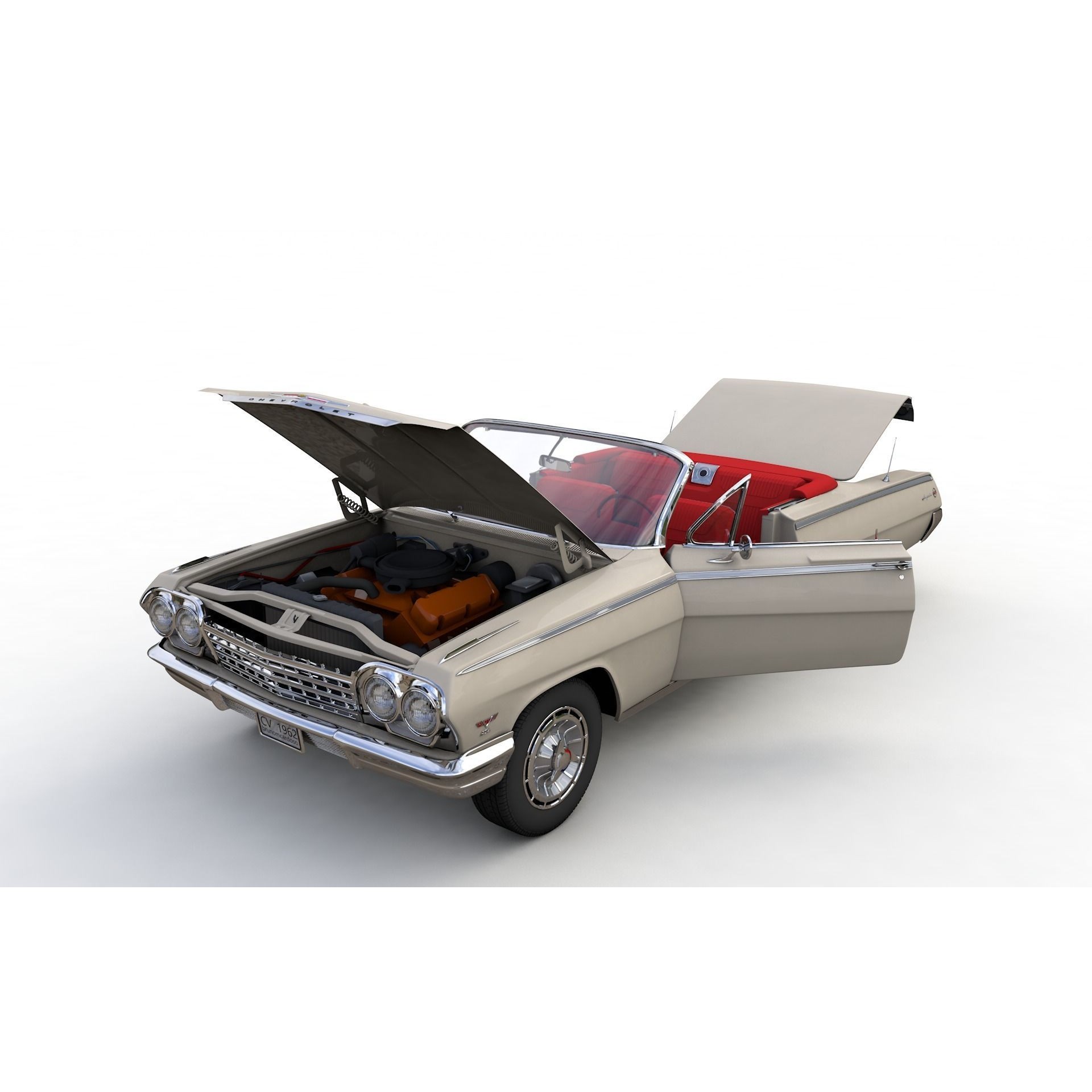 Chevy Impala SS Convertible 1962 - High Detailed 3D Model - View 3