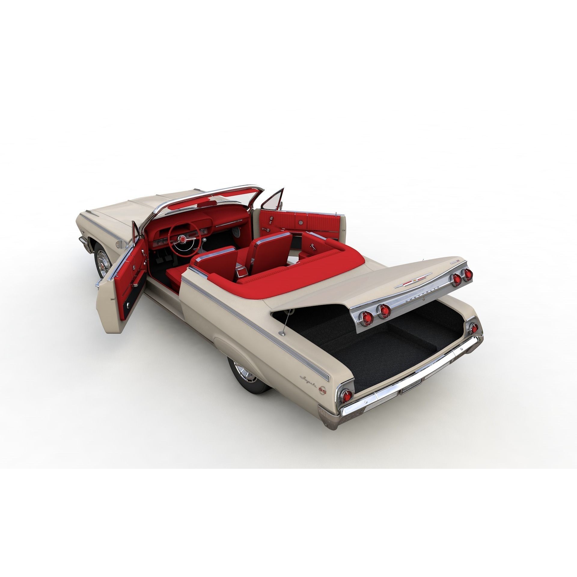 Chevy Impala SS Convertible 1962 - High Detailed 3D Model - View 5