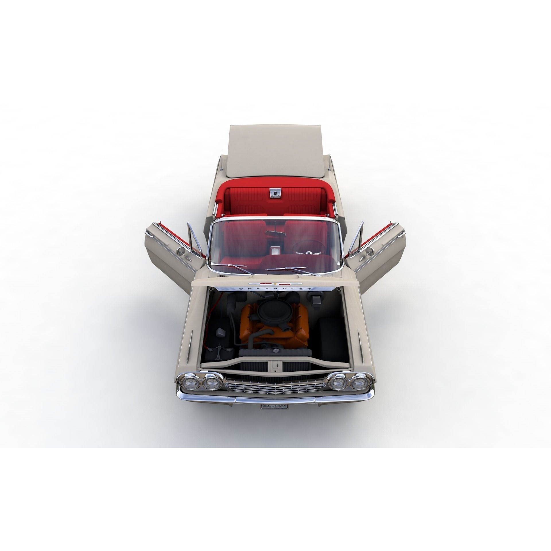 Chevy Impala SS Convertible 1962 - High Detailed 3D Model - View 9