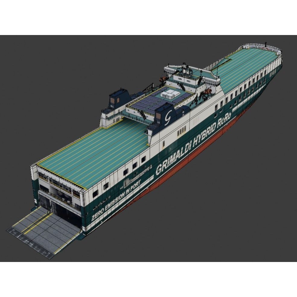 Ro-Ro Cargo Ship 3D Model – Low Poly Vessel for Games and Printing - View 10