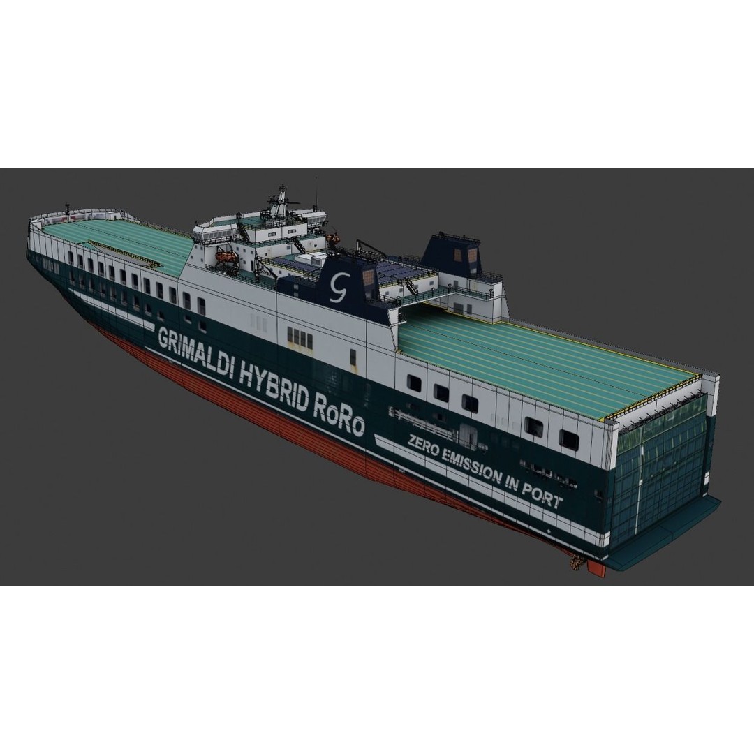 Ro-Ro Cargo Ship 3D Model – Low Poly Vessel for Games and Printing - View 11