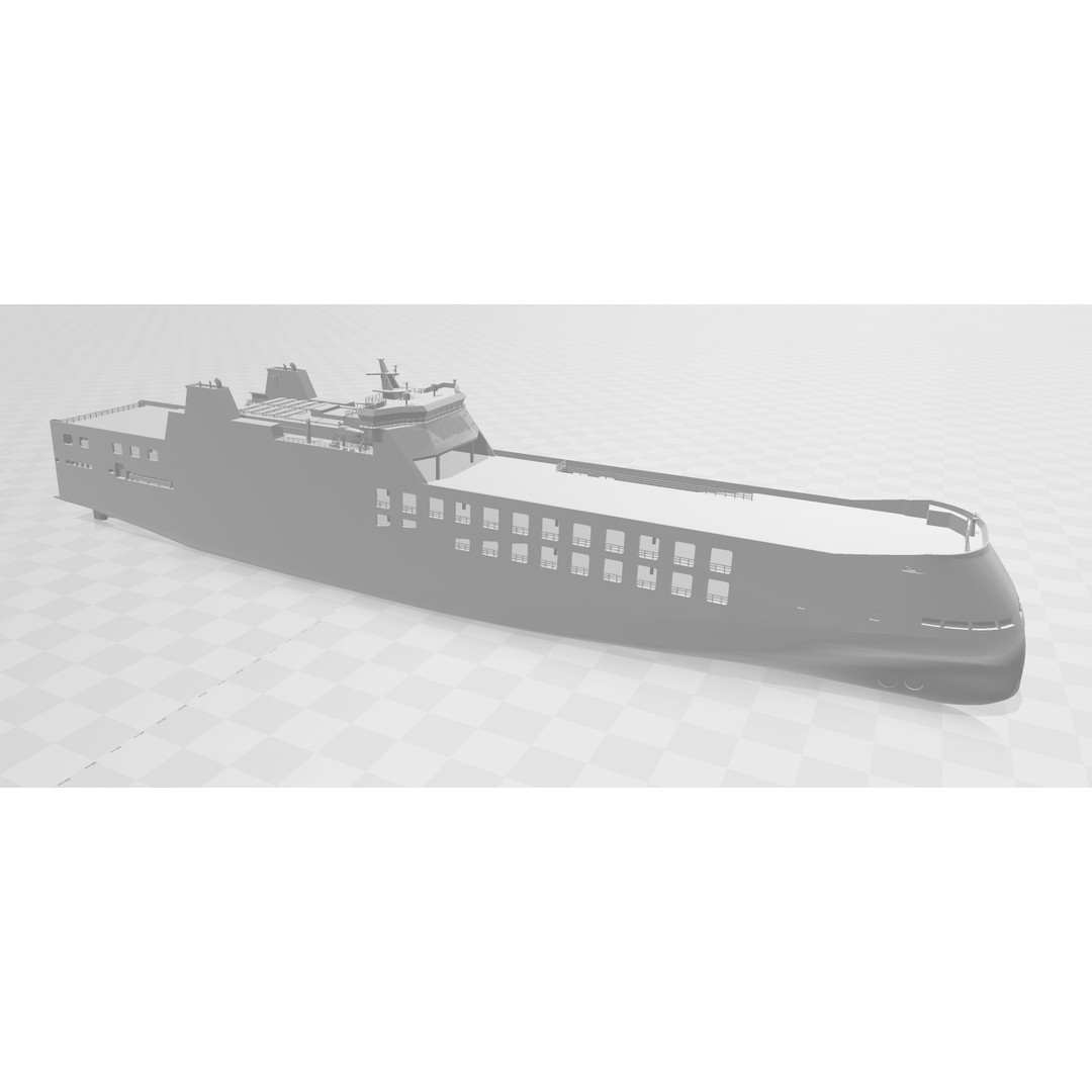 Ro-Ro Cargo Ship 3D Model – Low Poly Vessel for Games and Printing - View 3