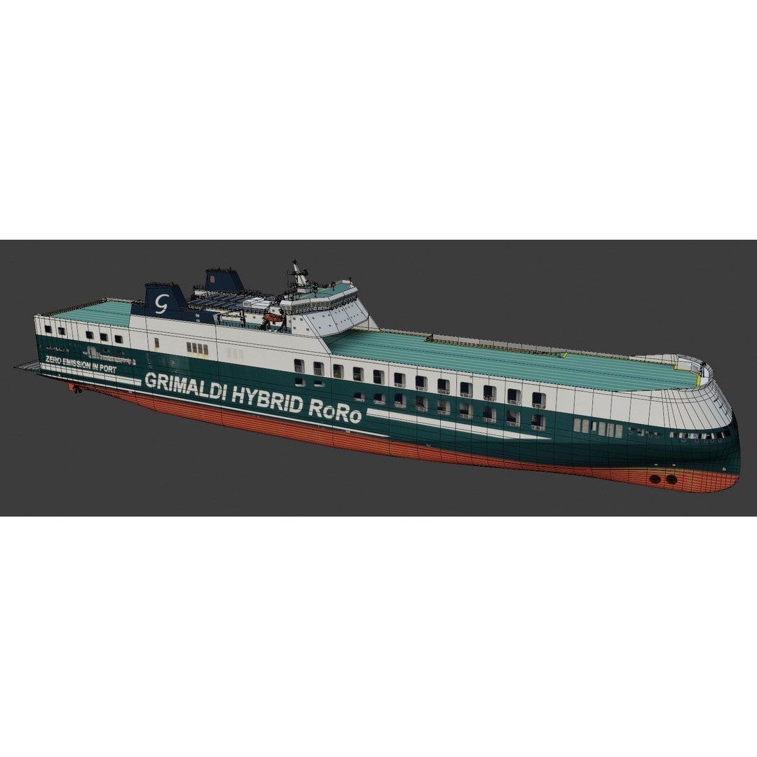 Ro-Ro Cargo Ship 3D Model – Low Poly Vessel for Games and Printing - View 9