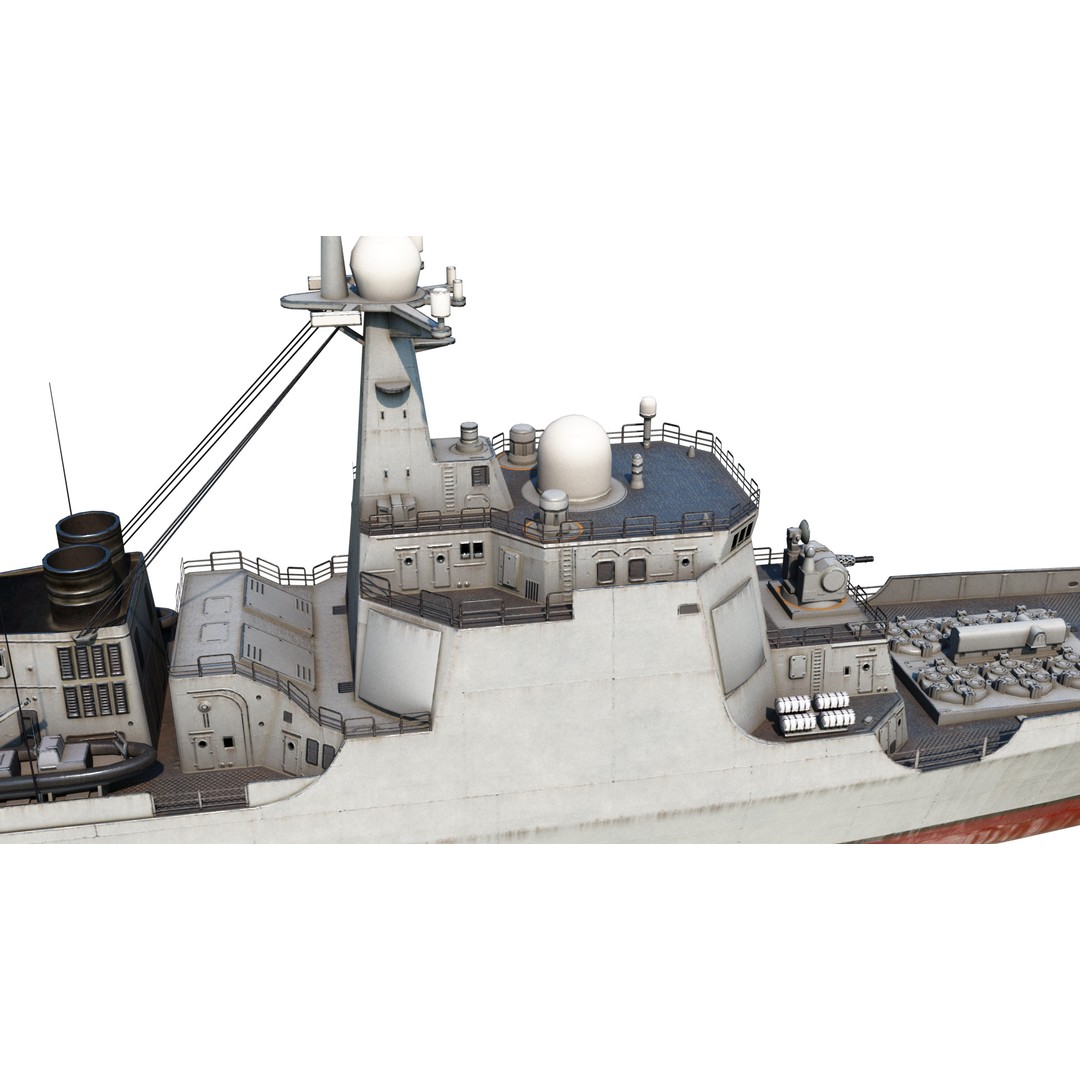 Type 052C Destroyer 3D Model – Low Poly Military Watercraft, FBX - View 10