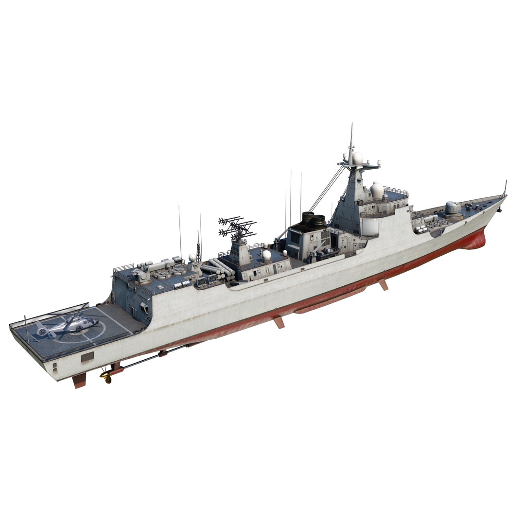 Type 052C Destroyer 3D Model – Low Poly Military Watercraft, FBX - View 6