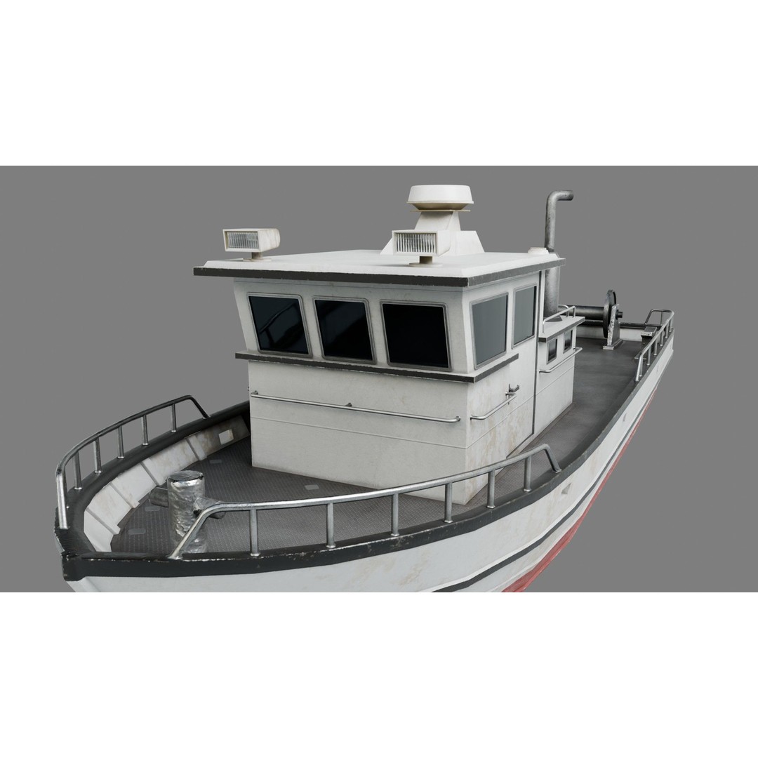 Lowpoly Fishing Boat 3D Model – Low Poly Watercraft, PBR Textures - View 10