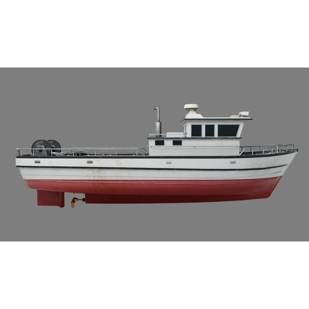 Lowpoly Fishing Boat 3D Model – Low Poly Watercraft, PBR Textures - View 11