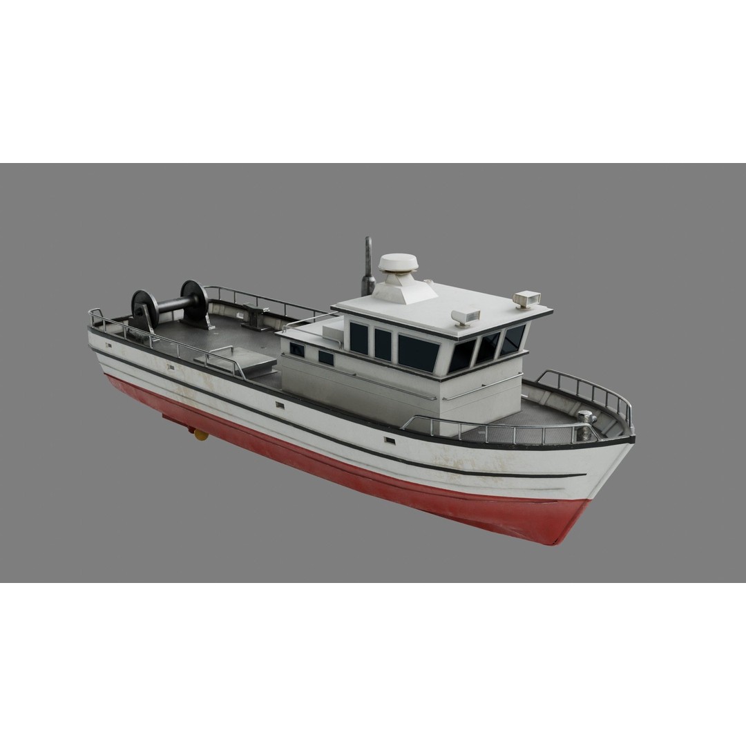 Lowpoly Fishing Boat 3D Model – Low Poly Watercraft, PBR Textures - View 5