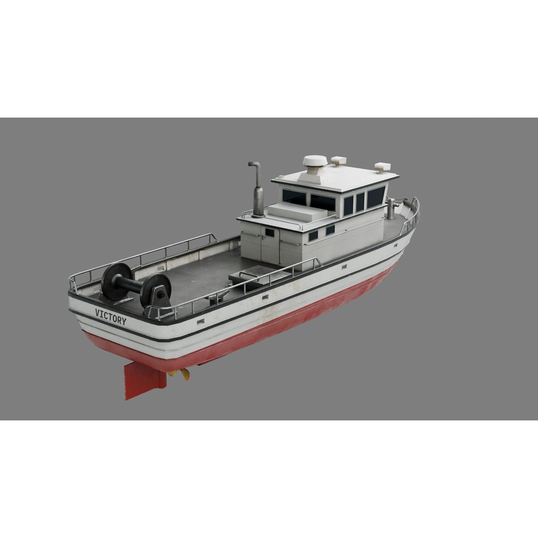 Lowpoly Fishing Boat 3D Model – Low Poly Watercraft, PBR Textures - View 6