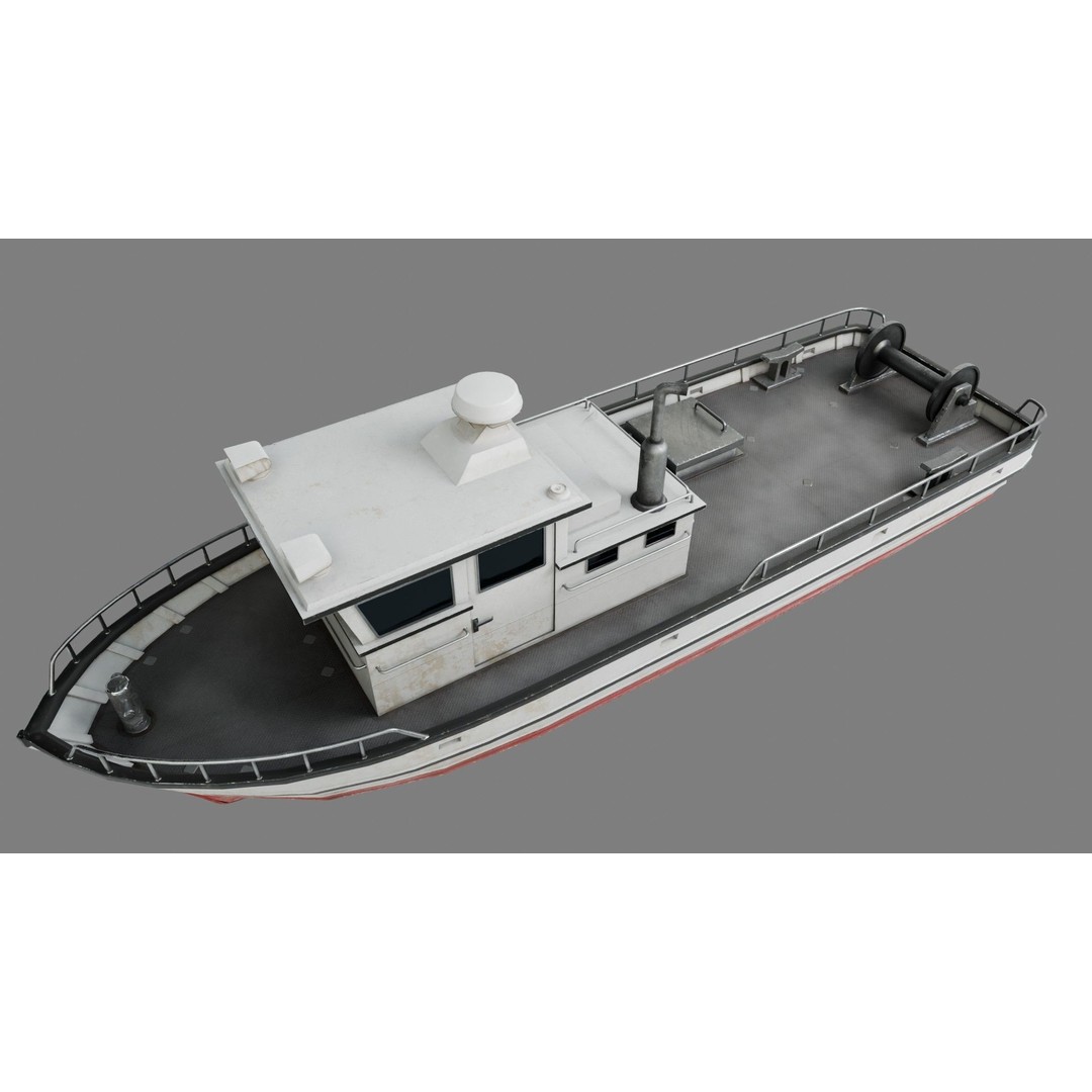 Lowpoly Fishing Boat 3D Model – Low Poly Watercraft, PBR Textures - View 8