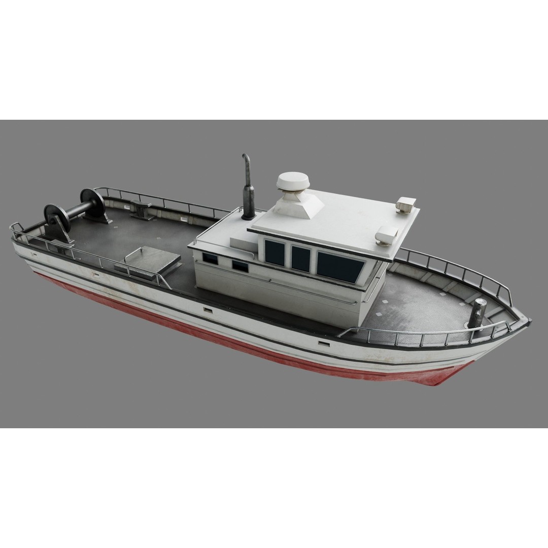 Lowpoly Fishing Boat 3D Model – Low Poly Watercraft, PBR Textures - View 9