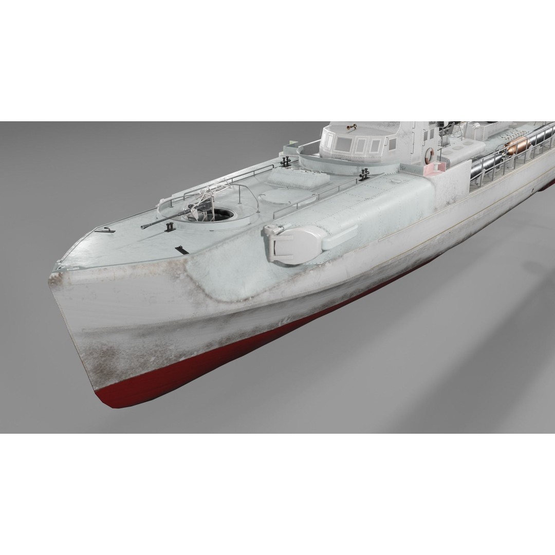 Schnellboot S38 3D Model – Low Poly Military Watercraft, FBX, Blender