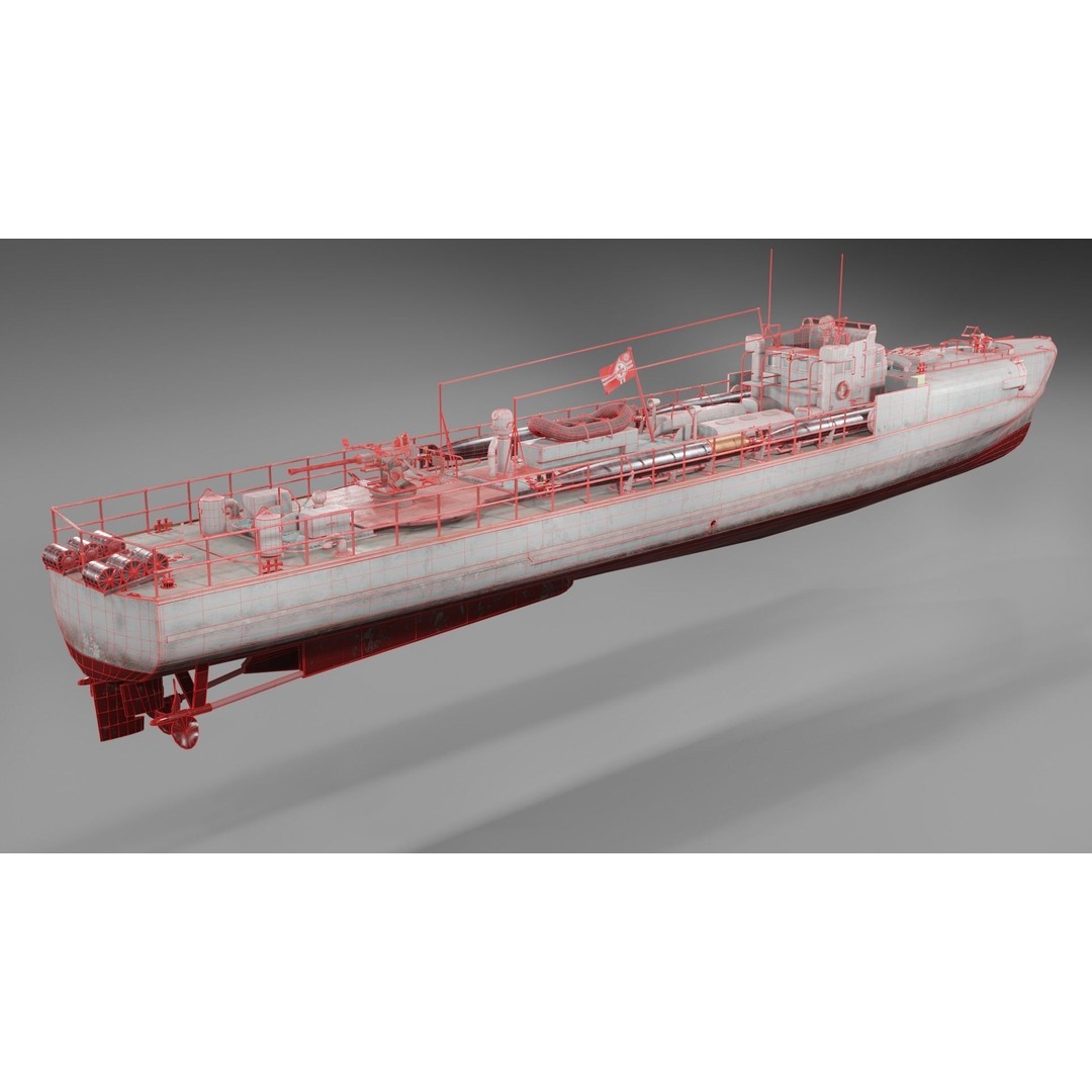 Schnellboot S38 3D Model – Low Poly Military Watercraft, FBX, Blender - View 10