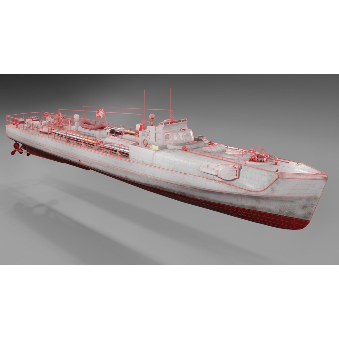 Schnellboot S38 3D Model – Low Poly Military Watercraft, FBX, Blender - View 11