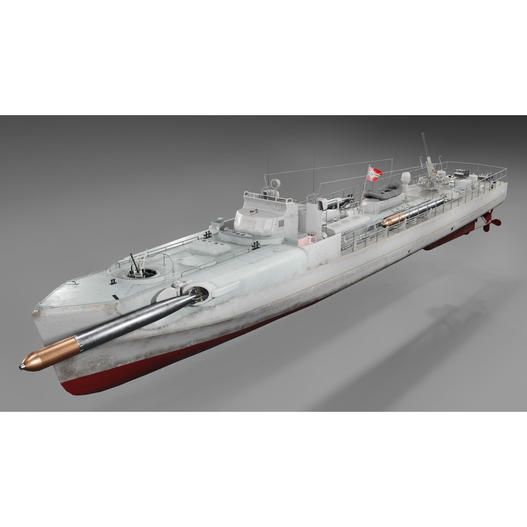 Schnellboot S38 3D Model – Low Poly Military Watercraft, FBX, Blender - View 12