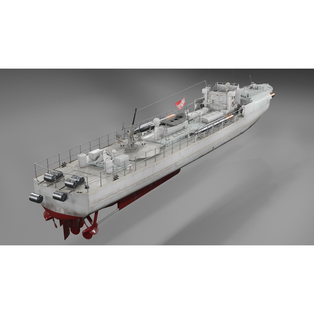 Schnellboot S38 3D Model – Low Poly Military Watercraft, FBX, Blender - View 14