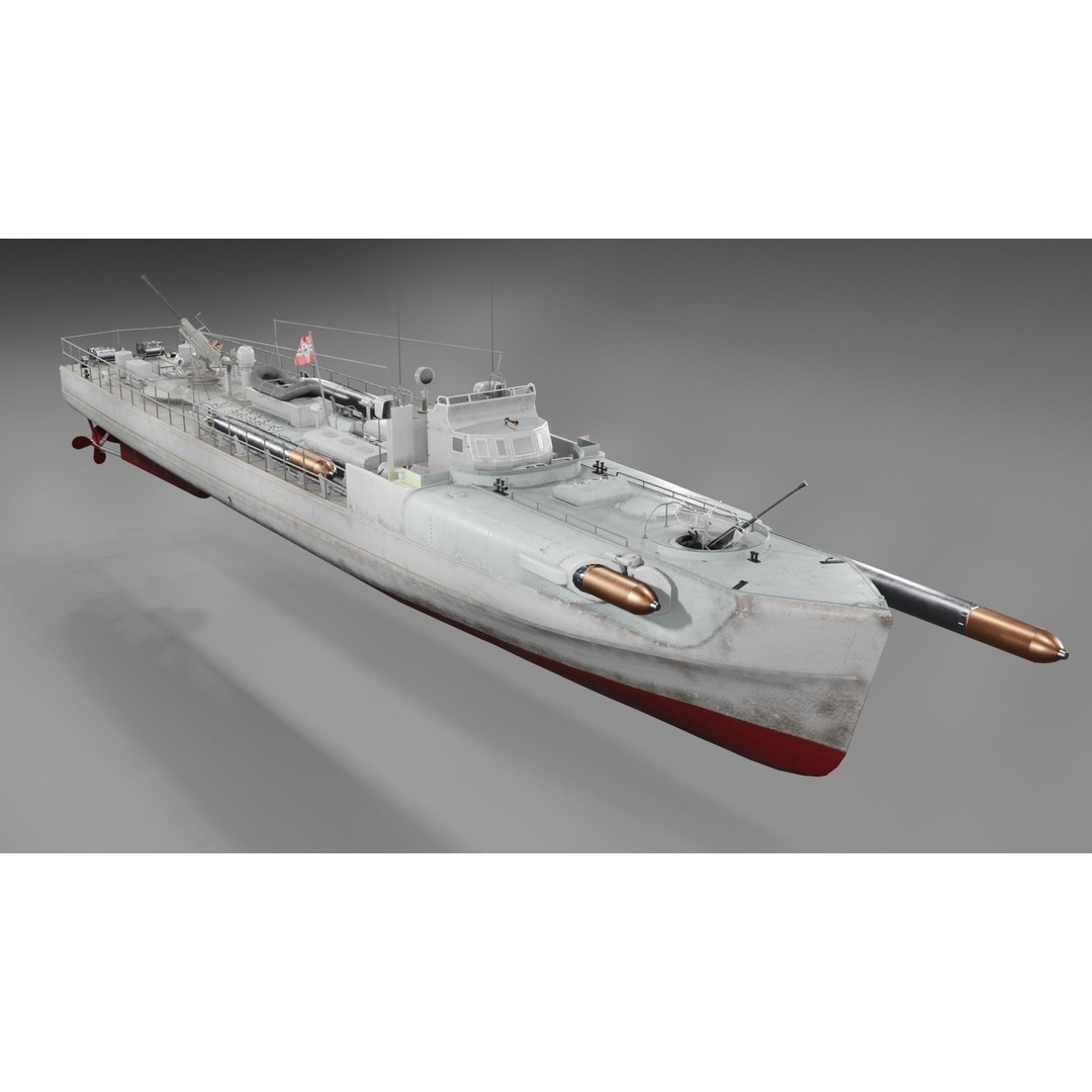 Schnellboot S38 3D Model – Low Poly Military Watercraft, FBX, Blender - View 15