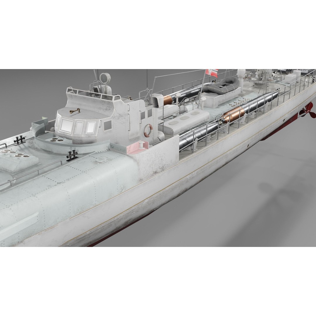 Schnellboot S38 3D Model – Low Poly Military Watercraft, FBX, Blender - View 17