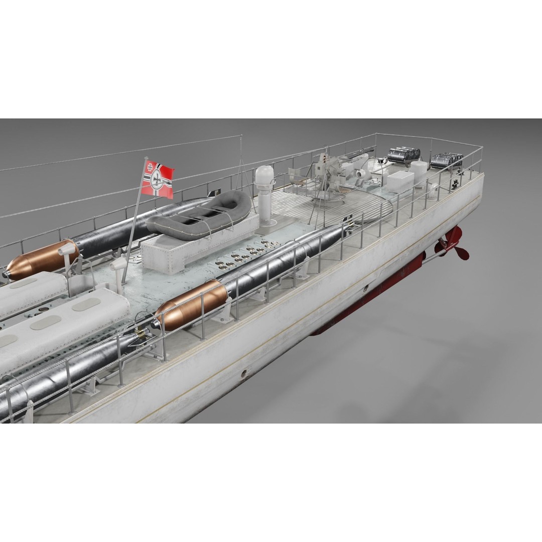Schnellboot S38 3D Model – Low Poly Military Watercraft, FBX, Blender - View 18
