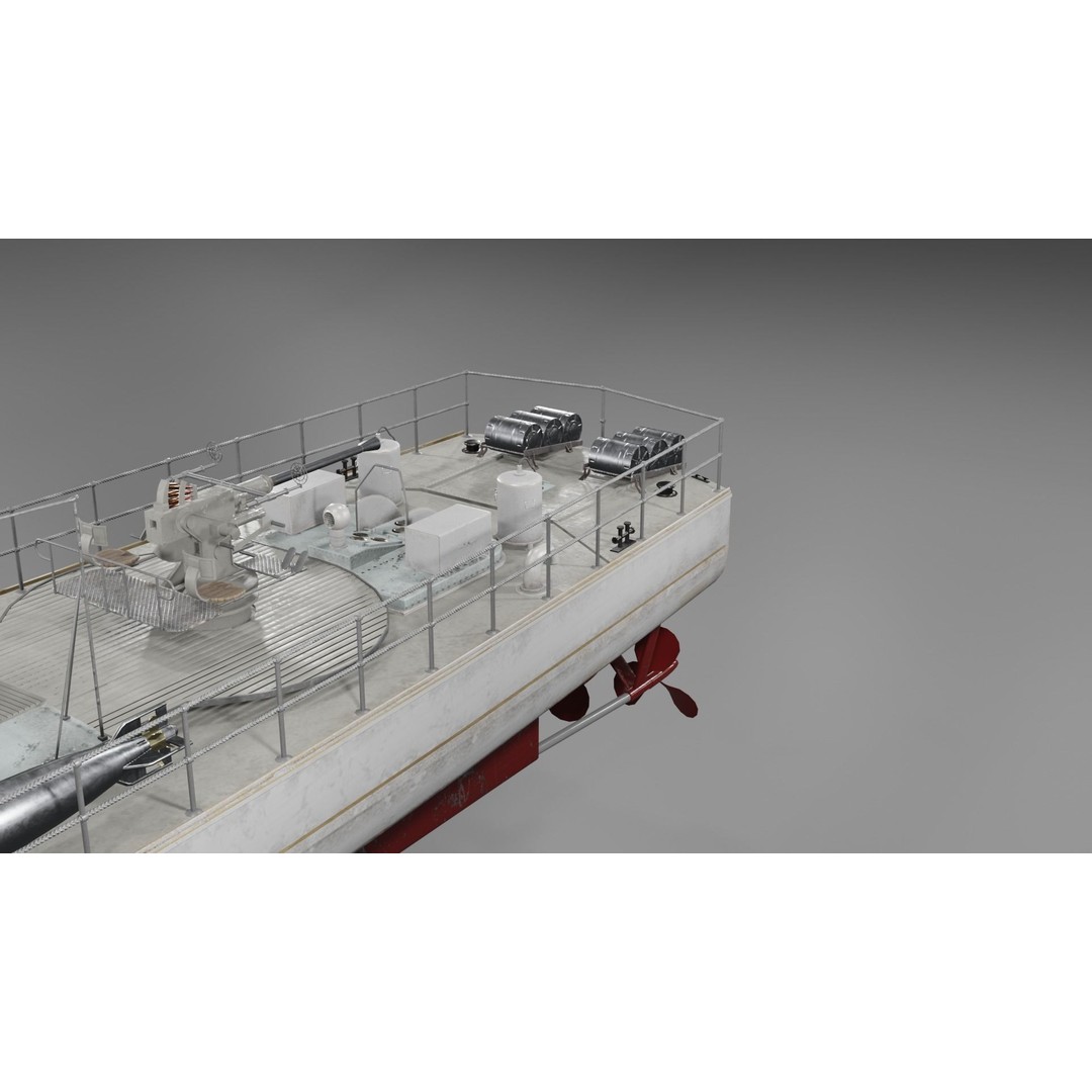 Schnellboot S38 3D Model – Low Poly Military Watercraft, FBX, Blender - View 19
