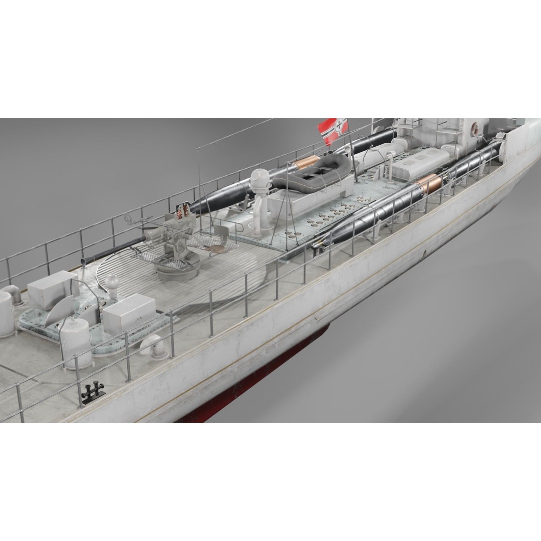 Schnellboot S38 3D Model – Low Poly Military Watercraft, FBX, Blender - View 22