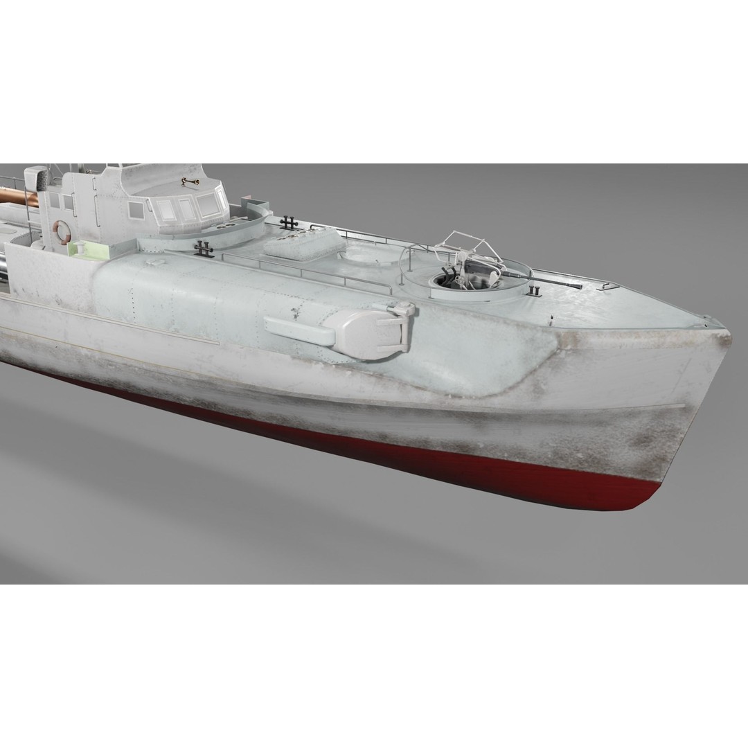 Schnellboot S38 3D Model – Low Poly Military Watercraft, FBX, Blender - View 25