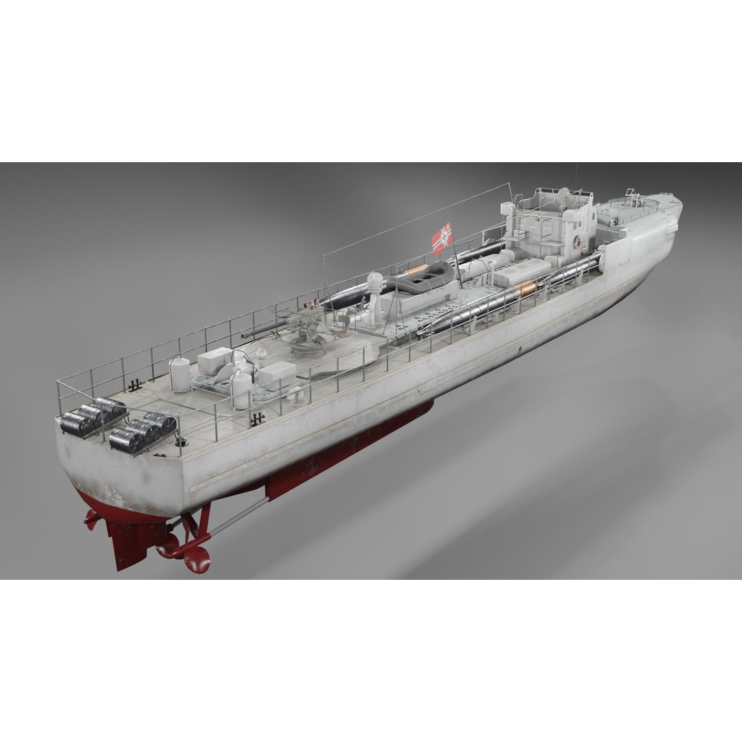 Schnellboot S38 3D Model – Low Poly Military Watercraft, FBX, Blender - View 6