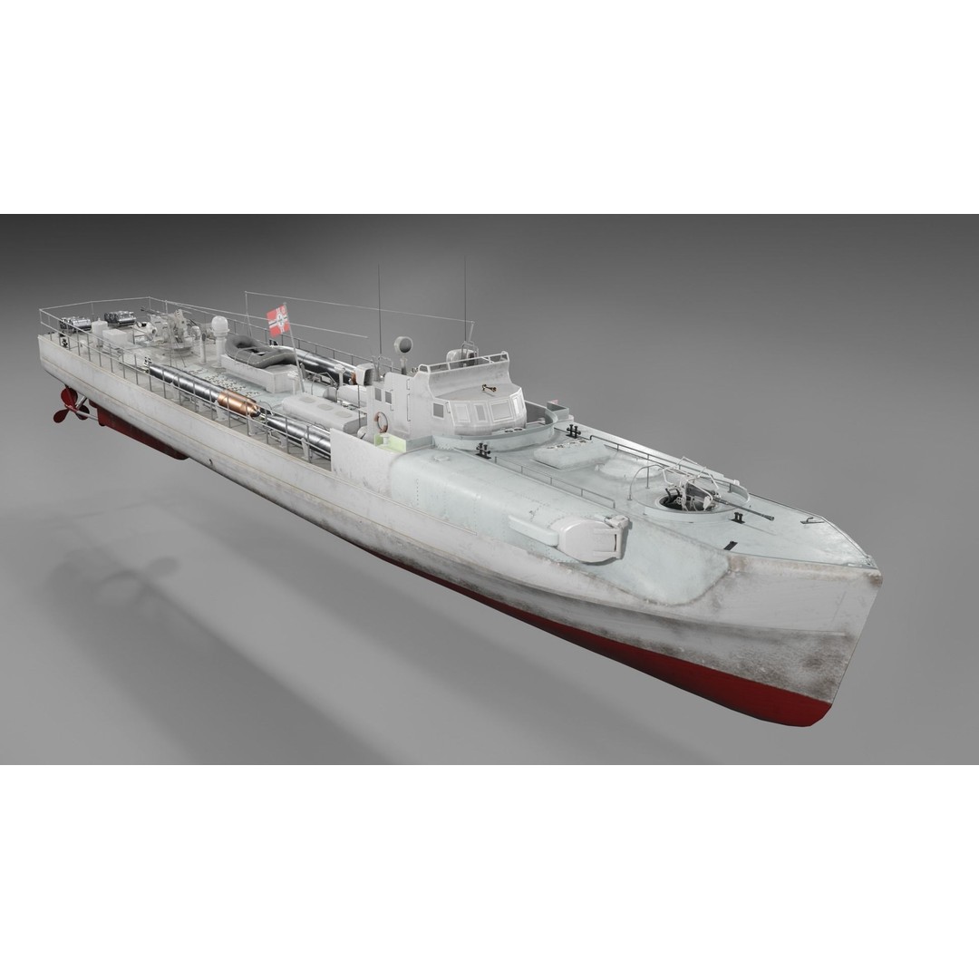 Schnellboot S38 3D Model – Low Poly Military Watercraft, FBX, Blender - View 7