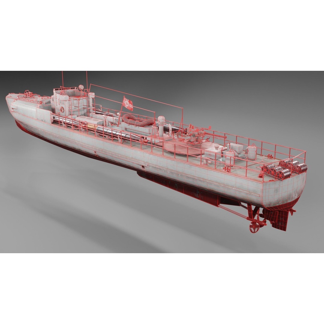 Schnellboot S38 3D Model – Low Poly Military Watercraft, FBX, Blender - View 9