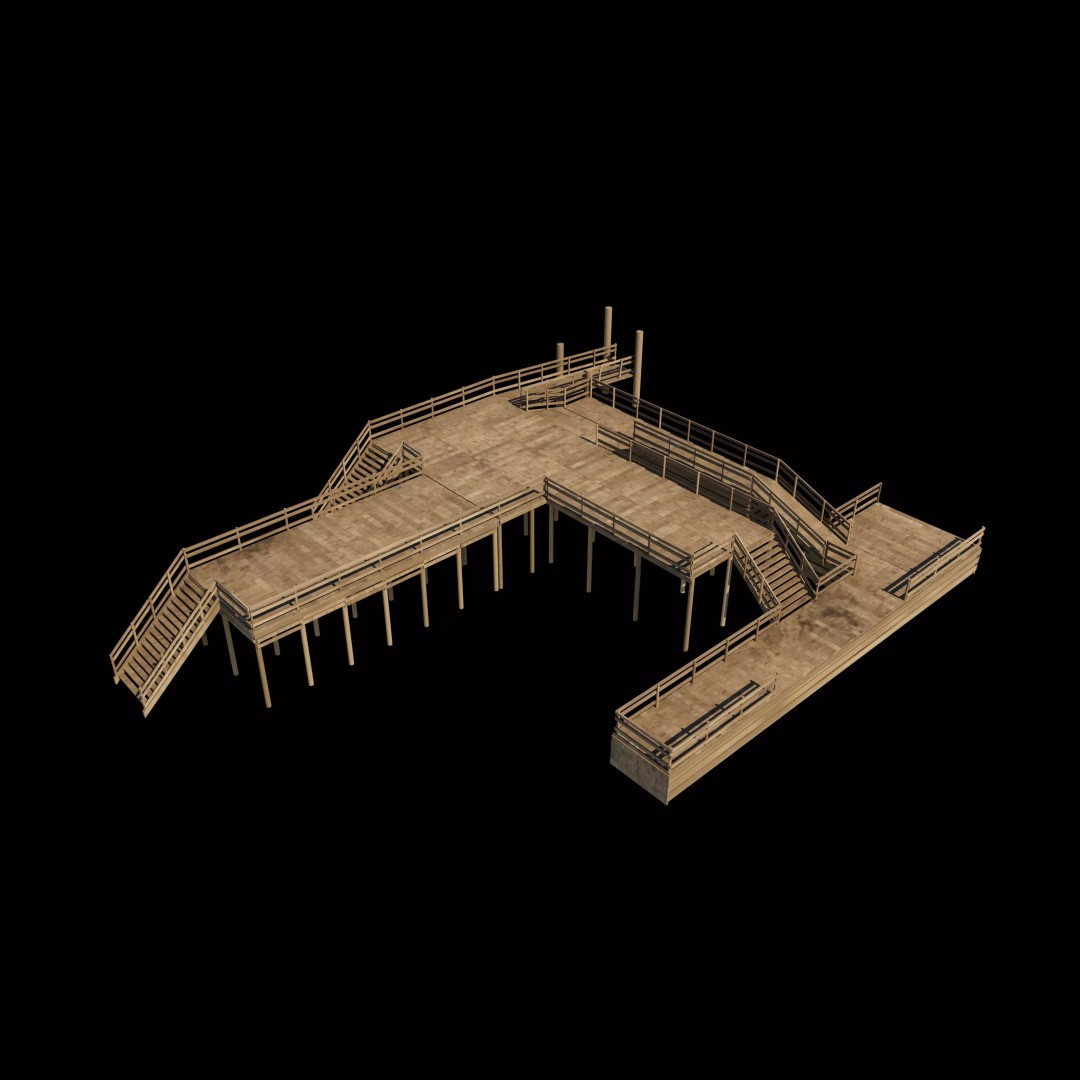 Modular Dockyard 3D Model – PBR Textures, Game Ready, FBX, OBJ - View 2
