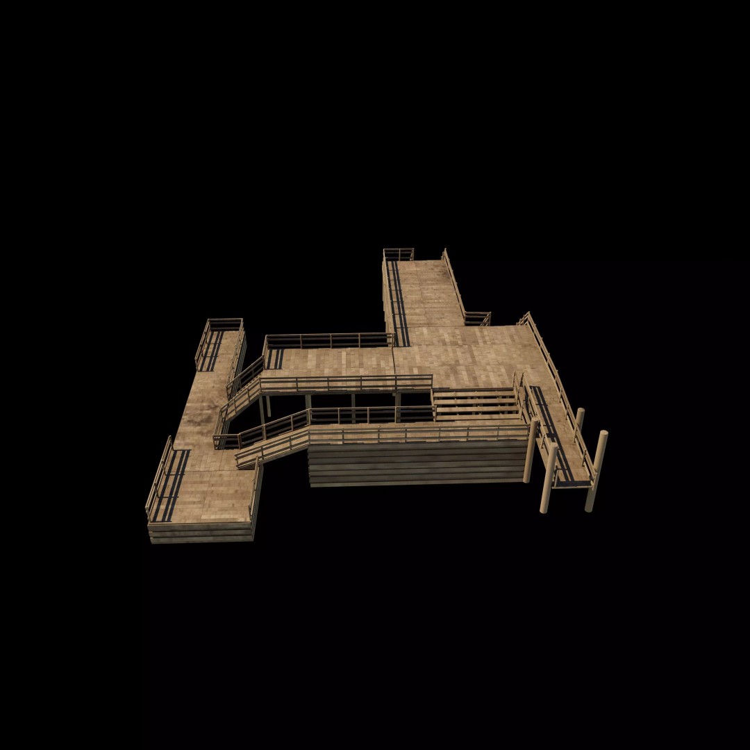 Modular Dockyard 3D Model – PBR Textures, Game Ready, FBX, OBJ - View 3