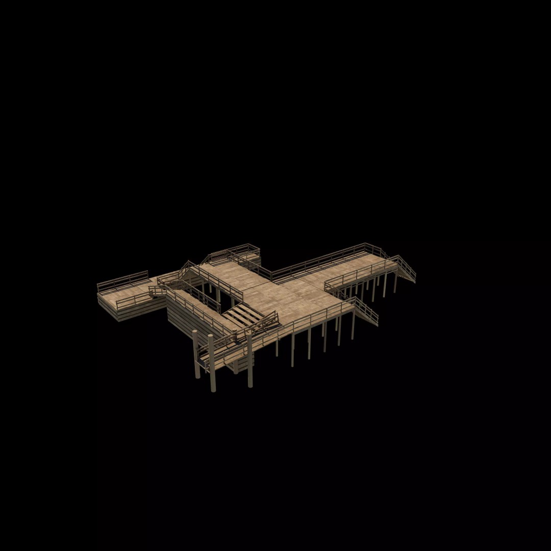 Modular Dockyard 3D Model – PBR Textures, Game Ready, FBX, OBJ - View 4