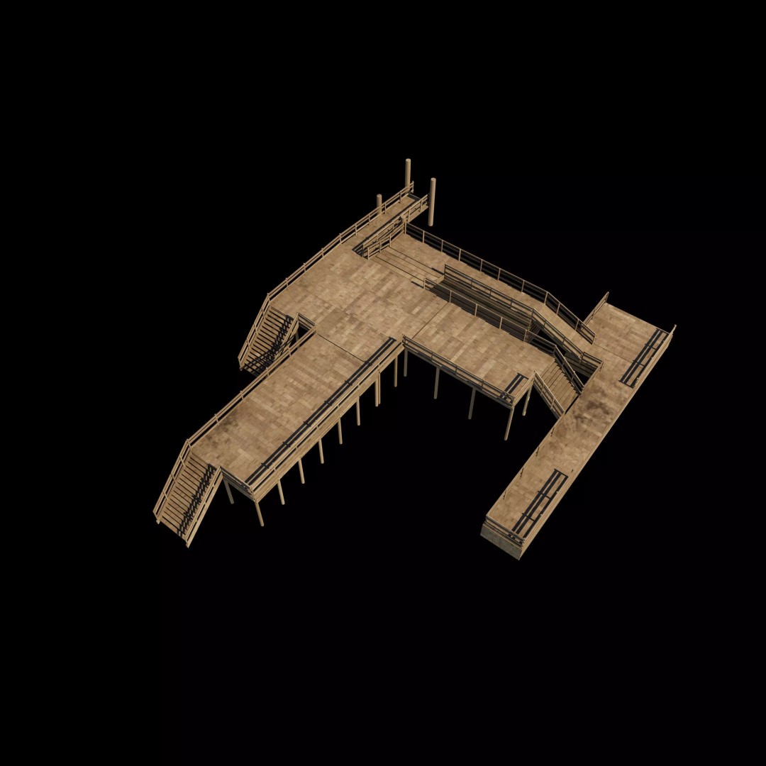 Modular Dockyard 3D Model – PBR Textures, Game Ready, FBX, OBJ - View 7